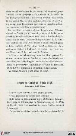 Séance du Comité du 7 juin 1858
