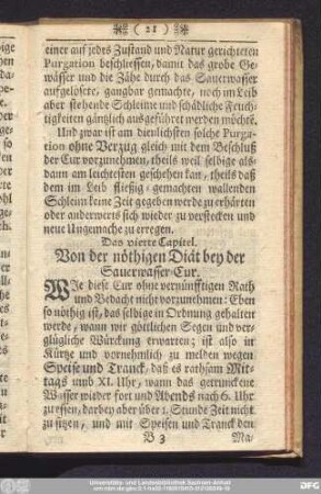 Das vierte Capitel. Von der nöthigen Diät bey der Sauerwasser-Cur.