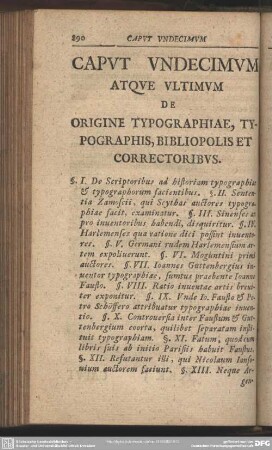 Caput Undecimum Atque Ultimum De Origine Typographiae, Typographis, Bibliopolis Et Correctoribus