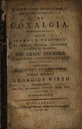 Dissertatio inauguralis medico-chirurgica de coxalgia