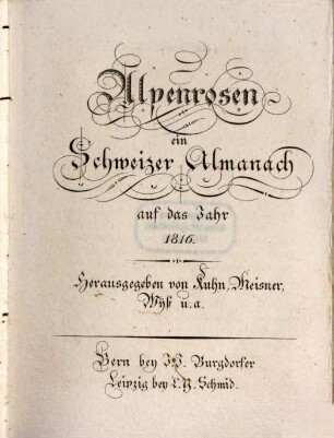 Alpenrosen : auf das Jahr ... 1816