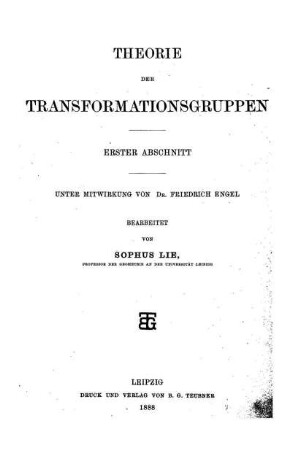 Abschn. 1: Theorie der Transformationsgruppen. Erster Abschnitt