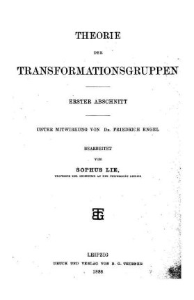Abschn. 1: Theorie der Transformationsgruppen. Erster Abschnitt
