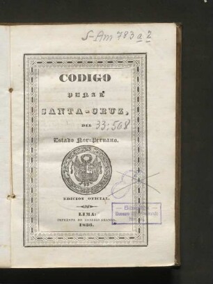 Codigo penal Santa-Cruz, del estado Nor-Peruano