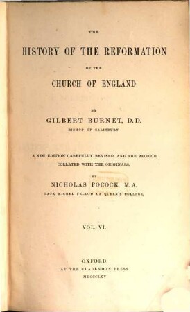 The History of the Reformation of the Church of England, 6