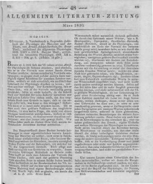 Berthold, A. A.: Lehrbuch der Physiologie des Menschen und der Thiere. Göttingen: Vandenhoeck & Ruprecht 1829