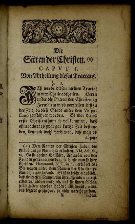 Caput I. Von Abtheilung dieses Tractats.
