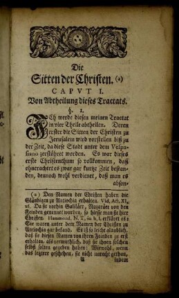 Caput I. Von Abtheilung dieses Tractats.