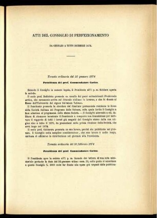 Atti Del Consiglio Di Perfezionamento Da Gennaro A Tutto Dicembre 1874