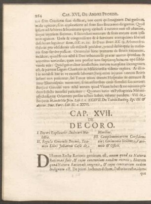 Cap. XVII. De Decoro.
