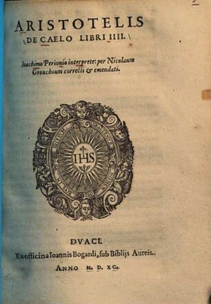 De caelo : libri IIII.