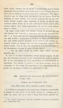 224. Antwoord van Janssens aan Van Polanen 6 Sept. 1816