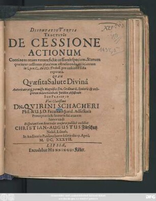 Disputatio Tertia Tractatus De Cessione Actionum ...