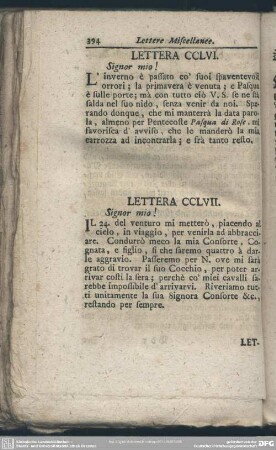 Lettera CCLVII. Signor mio!
