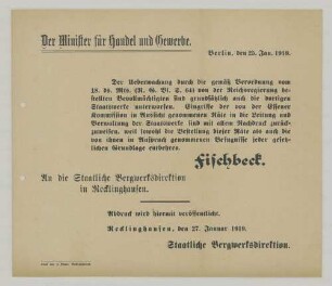 "Der Minister für Handel und Gewerbe."