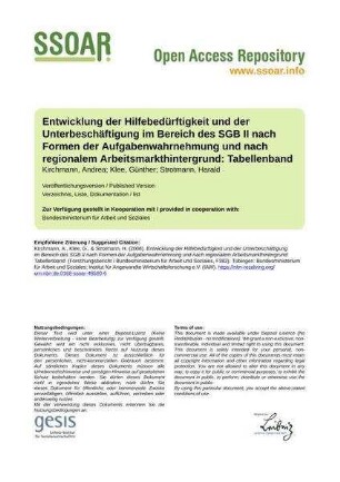 Entwicklung der Hilfebedürftigkeit und der Unterbeschäftigung im Bereich des SGB II nach Formen der Aufgabenwahrnehmung und nach regionalem Arbeitsmarkthintergrund: Tabellenband