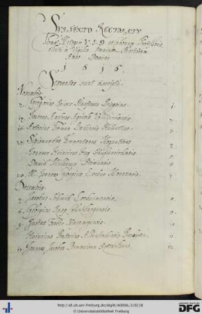 [fol. 105] Rektorat Thomas Metzger 1616/17