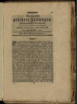 Sechs und vierzigstes Stück, den 14ten November, 1789.