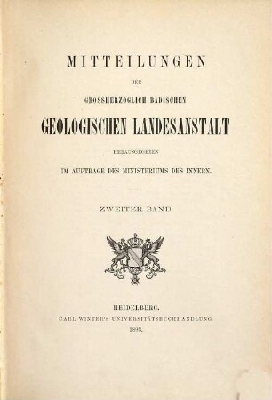 Mitteilungen der Badischen Geologischen Landesanstalt. 2,a. 1893