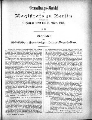 No. II. Bericht der städtischen Grundeigentums-Deputation