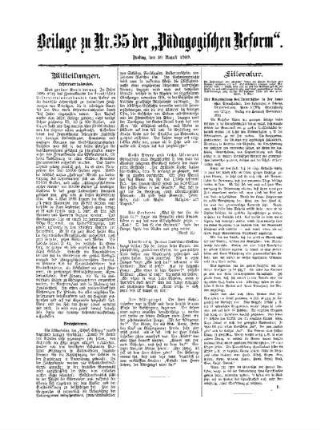 Mitteilungen : Beilage zu No. 35 der Pädagogischen Reform