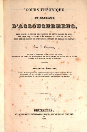 Cours théorique et pratique d'accouchemens