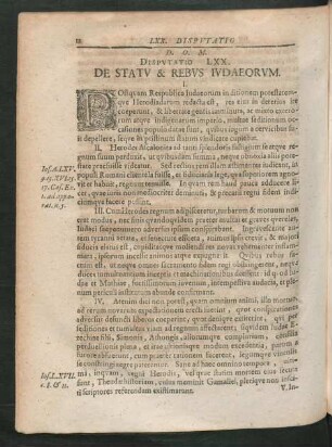 Disputatio LXX. De Statu & Rebus Iudaeorum.