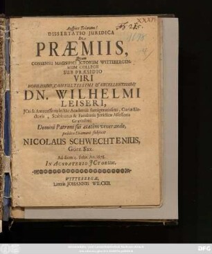 Dissertatio Iuridica De Praemiis