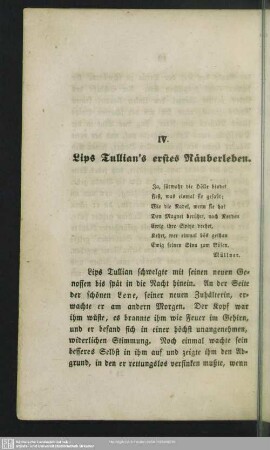 IV. Lips Tullian's erstes Räuberleben