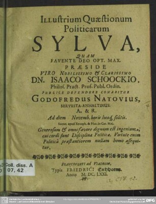 Illustrium quaestionum politicarum sylva