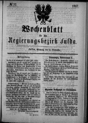 Nr. 77, Ausgabe vom 25. September 1867
