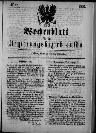 Nr. 77, Ausgabe vom 25. September 1867