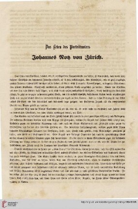 Das Leben des Porträtmalers Johannes Notz von Zürich
