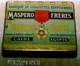 Blechdose für 20 Stück? "BOUTON ROUGE Nr. 51 MASPERO FRERES FABRIQUE DE CIGARETTES EGYPTIENNES"