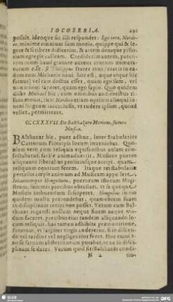 CCCXXXVII. De Balthazaro Morione, future Musico