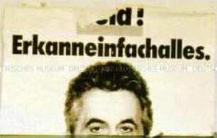 Transparent zur Demonstration auf dem Berliner Alexanderplatz vom 4. Nov. 1989 "Neid! Erkanneinfachalles"