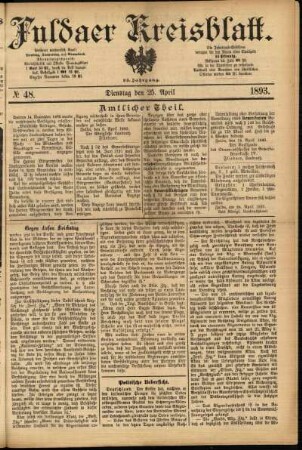 Ausgabe vom Dienstag, den 25. April 1893.