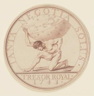 Atlas trägt die Himmelskugel (Sondermünze "Trésor Royal 1743")