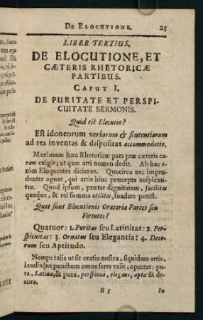 25-97, Liber Tertius. De Elocutione, et Caeteris Rhetoricae Partibus