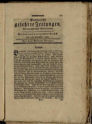 Sieben und vierzigstes Stück, den 21ten November, 1789.