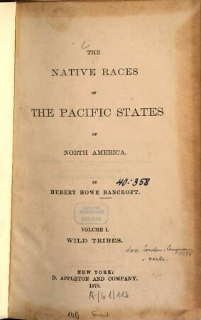 The native races of the Pacific States of North America. 1