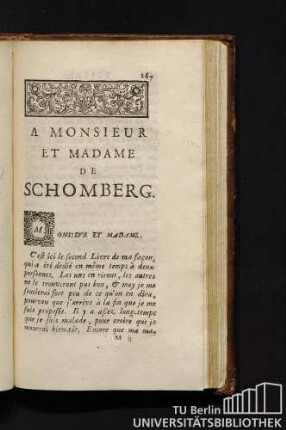 A Monsieur Et Madame De Schomberg.