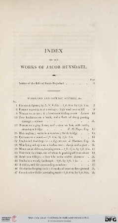 Index to the Works of Jacob Ruysdael