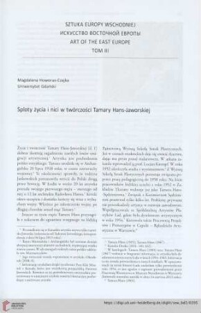 Sploty życia i nici w twórczości Tamary Hans-Jaworskiej