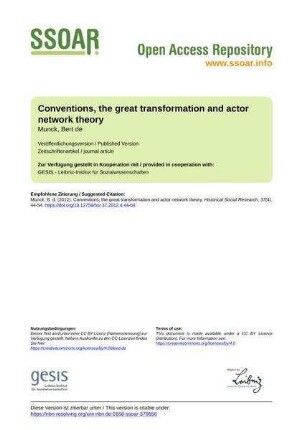 Conventions, the great transformation and actor network theory
