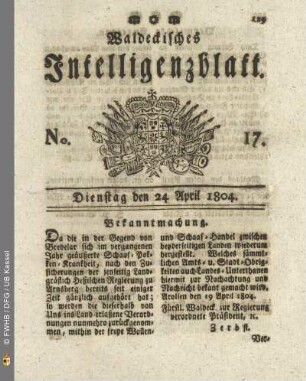 No. 17. Dienstag den 24 April 1804