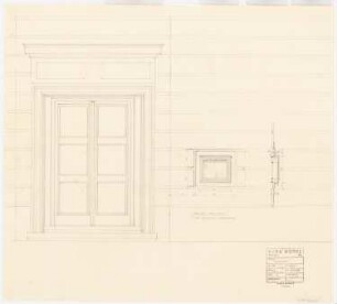 Park Hotel, Posen: Speisekartenvitrine: Ansicht, Schnitt 1:10
