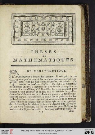 De l’arithmètique