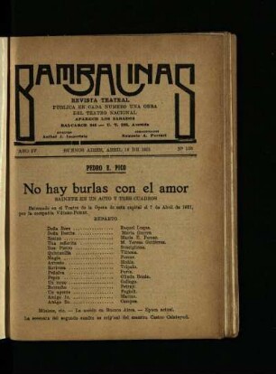 No hay burlas con el amor : sainete en un acto y tres cuadros