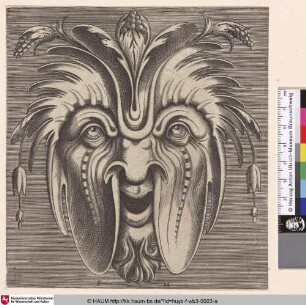 [Groteske Maske mit Blüten; Grotesque mask with blossoms]